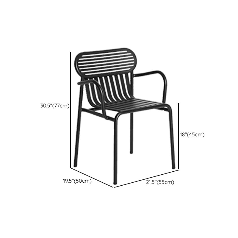 Industrial Metal Outdoor Bistro Chairs Open Back Dining Chairs in Black