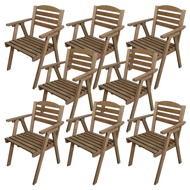 Modern Wood Folding Outdoors Dining Chairs Armless Open Back Side Chair