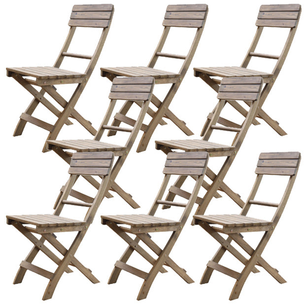 Modern Wood Folding Outdoors Dining Chairs Armless Open Back Side Chair