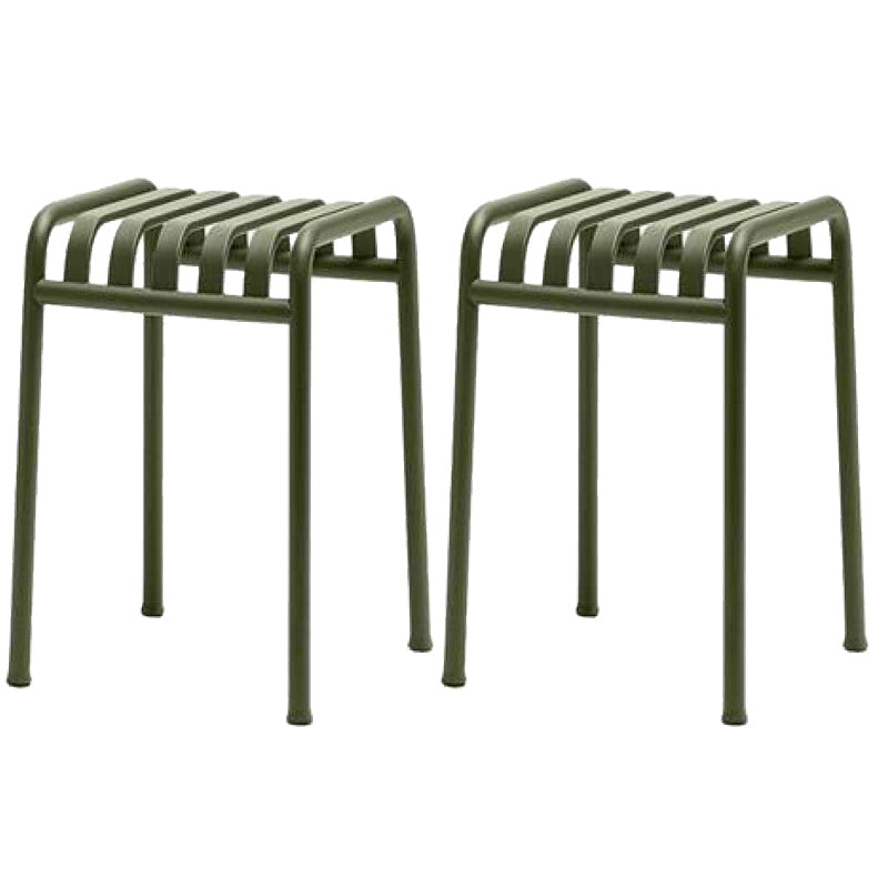 Industrial Metal Outdoor Bistro Chairs Open Back Dining Chairs in Green