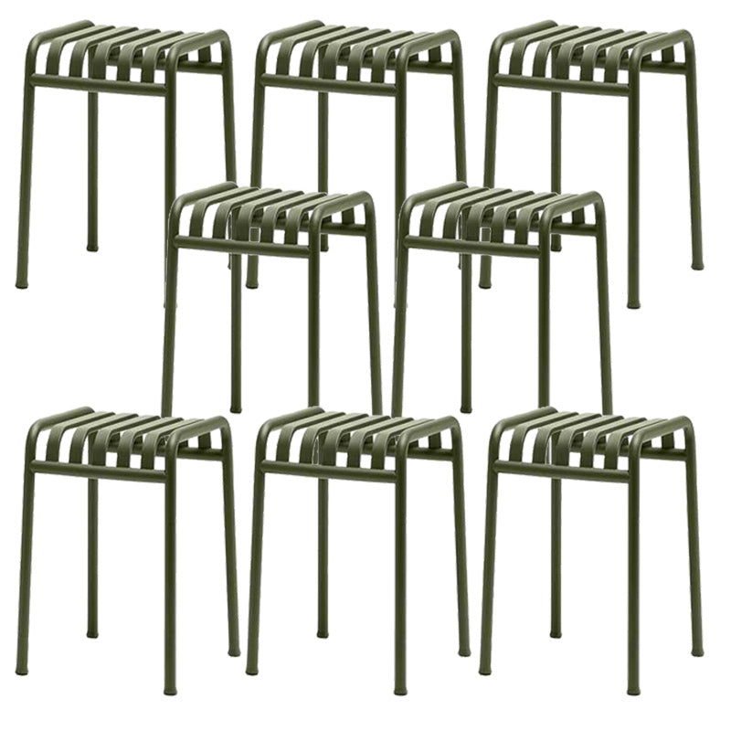Industrial Metal Outdoor Bistro Chairs Open Back Dining Chairs in Green