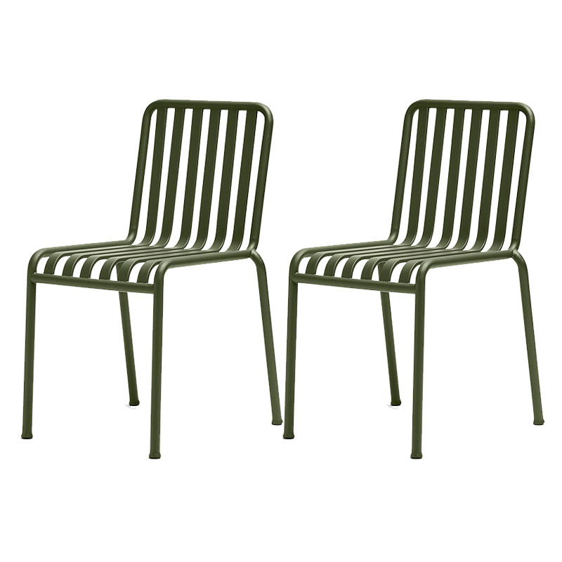 Industrial Metal Outdoor Bistro Chairs Open Back Dining Chairs in Green