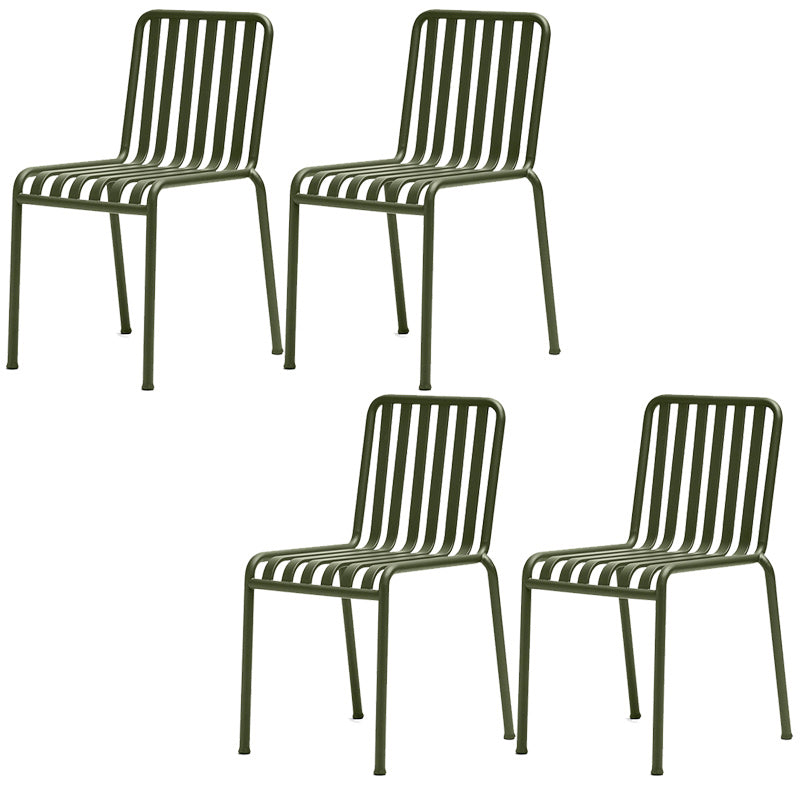 Industrial Metal Outdoor Bistro Chairs Open Back Dining Chairs in Green