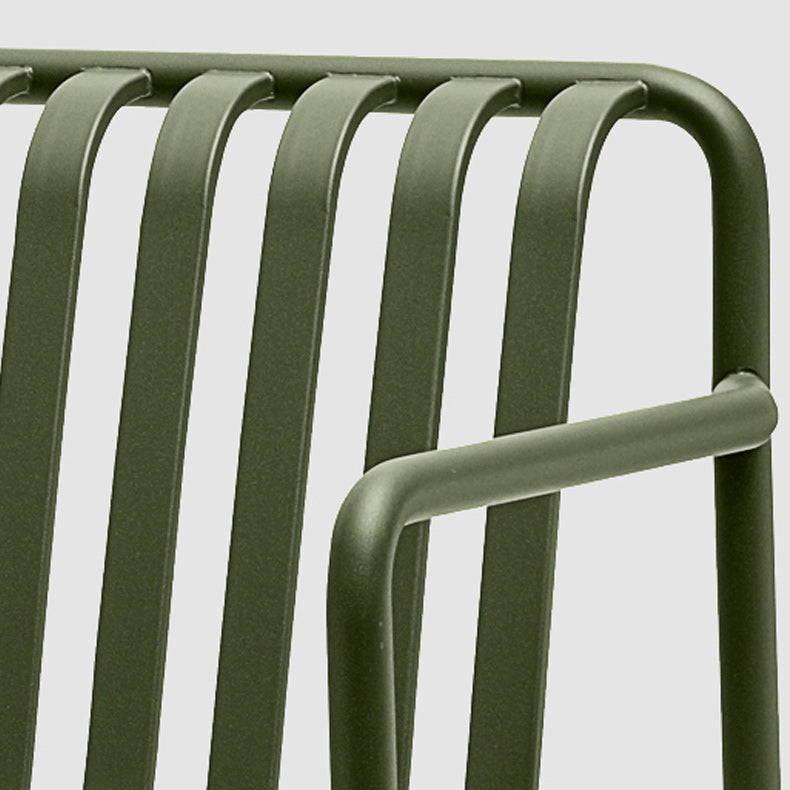 Industrial Metal Outdoor Bistro Chairs Open Back Dining Chairs in Green
