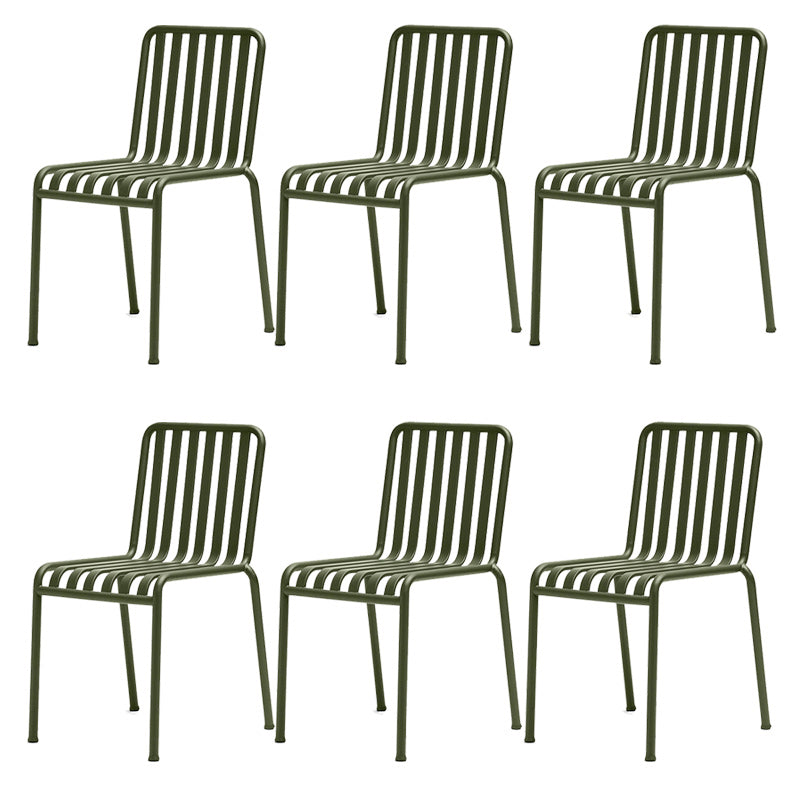 Industrial Metal Outdoor Bistro Chairs Open Back Dining Chairs in Green