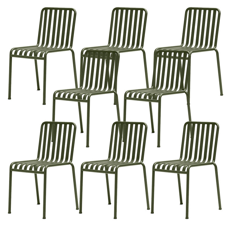 Industrial Metal Outdoor Bistro Chairs Open Back Dining Chairs in Green