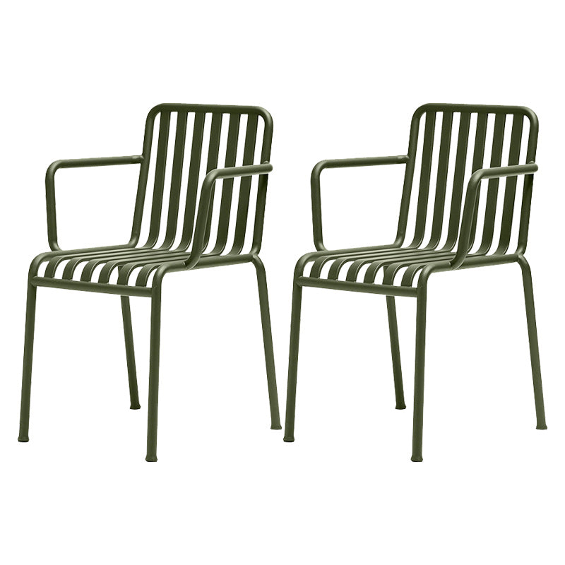 Industrial Metal Outdoor Bistro Chairs Open Back Dining Chairs in Green