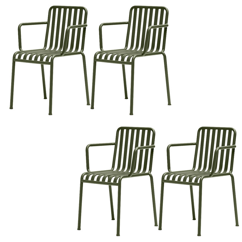 Industrial Metal Outdoor Bistro Chairs Open Back Dining Chairs in Green