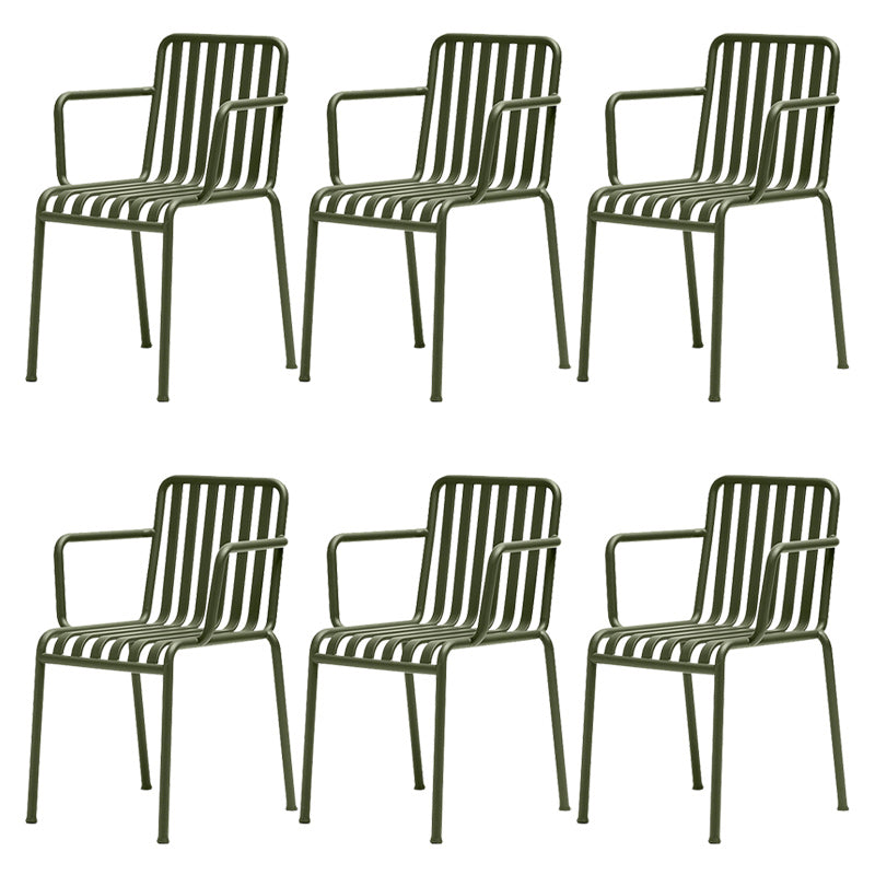 Industrial Metal Outdoor Bistro Chairs Open Back Dining Chairs in Green
