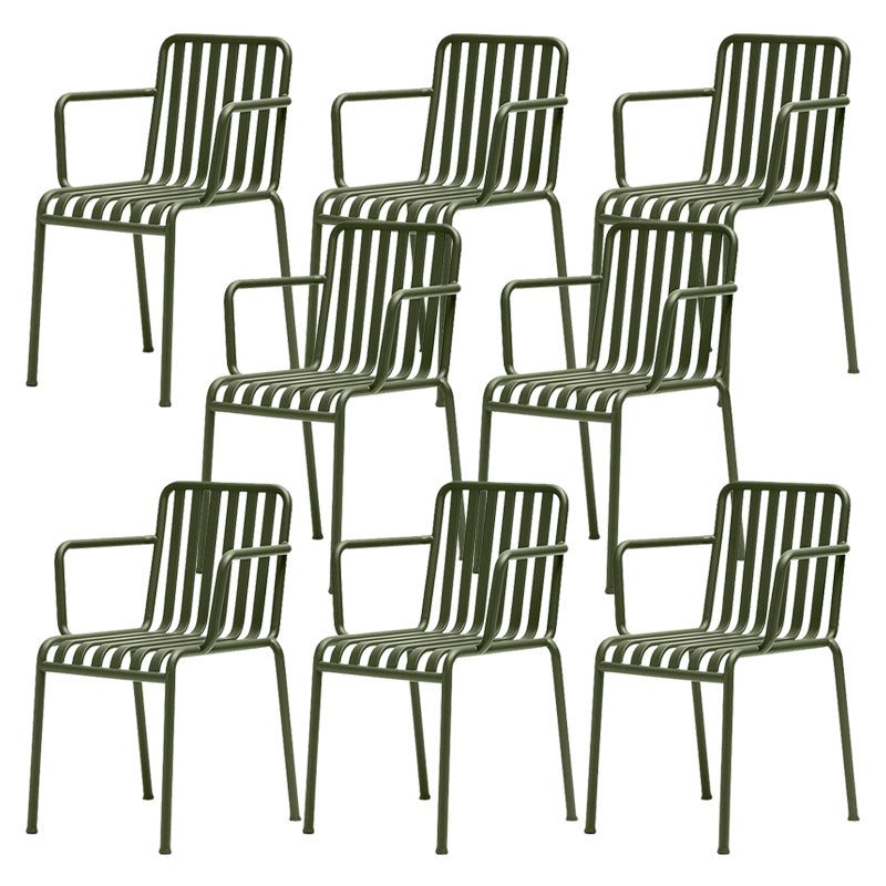 Industrial Metal Outdoor Bistro Chairs Open Back Dining Chairs in Green