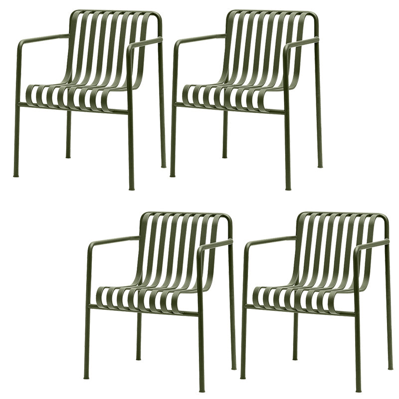 Industrial Metal Outdoor Bistro Chairs Open Back Dining Chairs in Green
