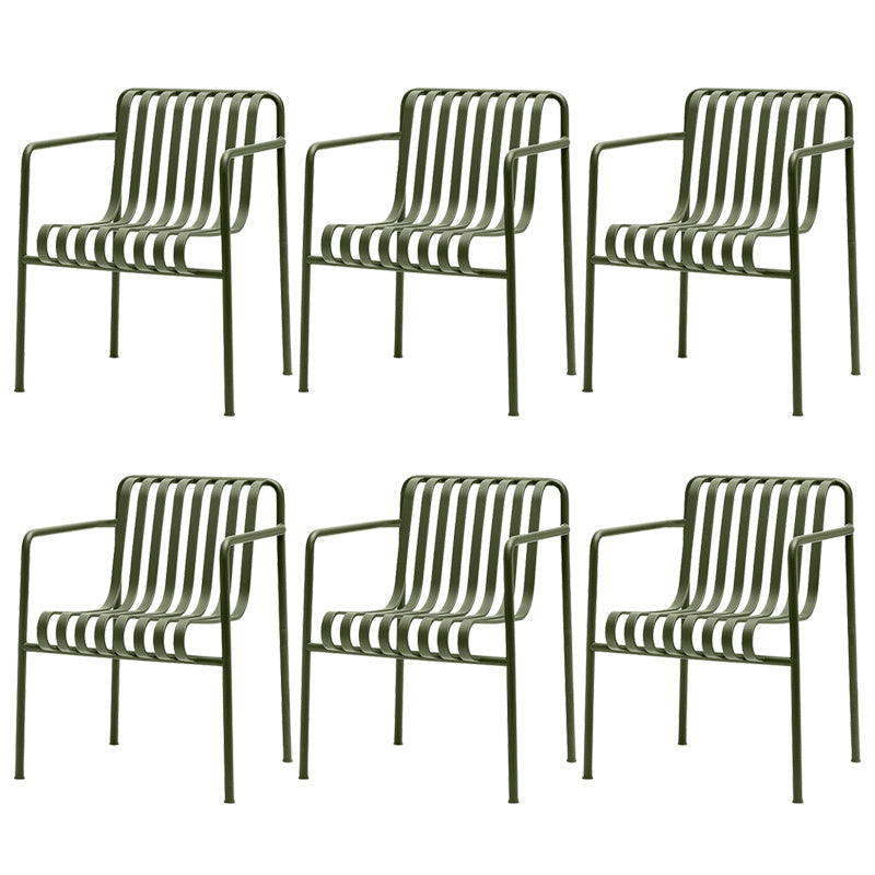 Industrial Metal Outdoor Bistro Chairs Open Back Dining Chairs in Green