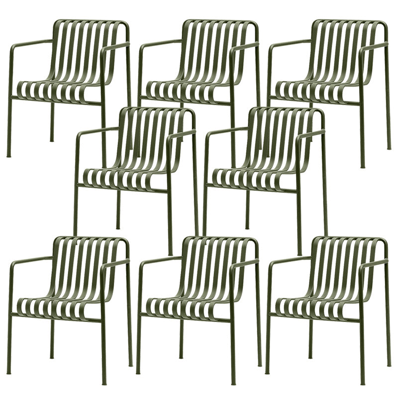 Industrial Metal Outdoor Bistro Chairs Open Back Dining Chairs in Green