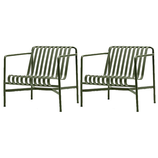 Industrial Metal Outdoor Bistro Chairs Open Back Dining Chairs in Green