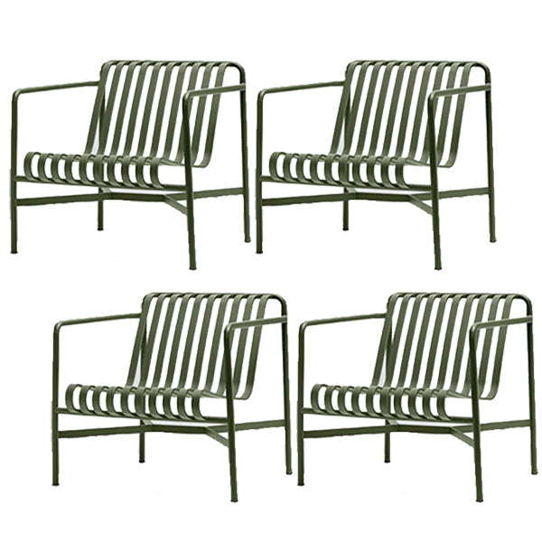 Industrial Metal Outdoor Bistro Chairs Open Back Dining Chairs in Green