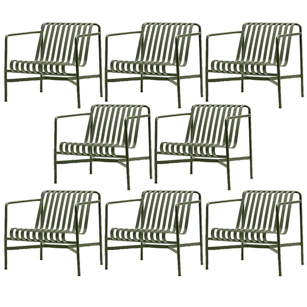Industrial Metal Outdoor Bistro Chairs Open Back Dining Chairs in Green