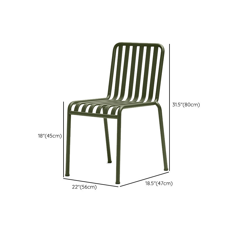 Industrial Metal Outdoor Bistro Chairs Open Back Dining Chairs in Green