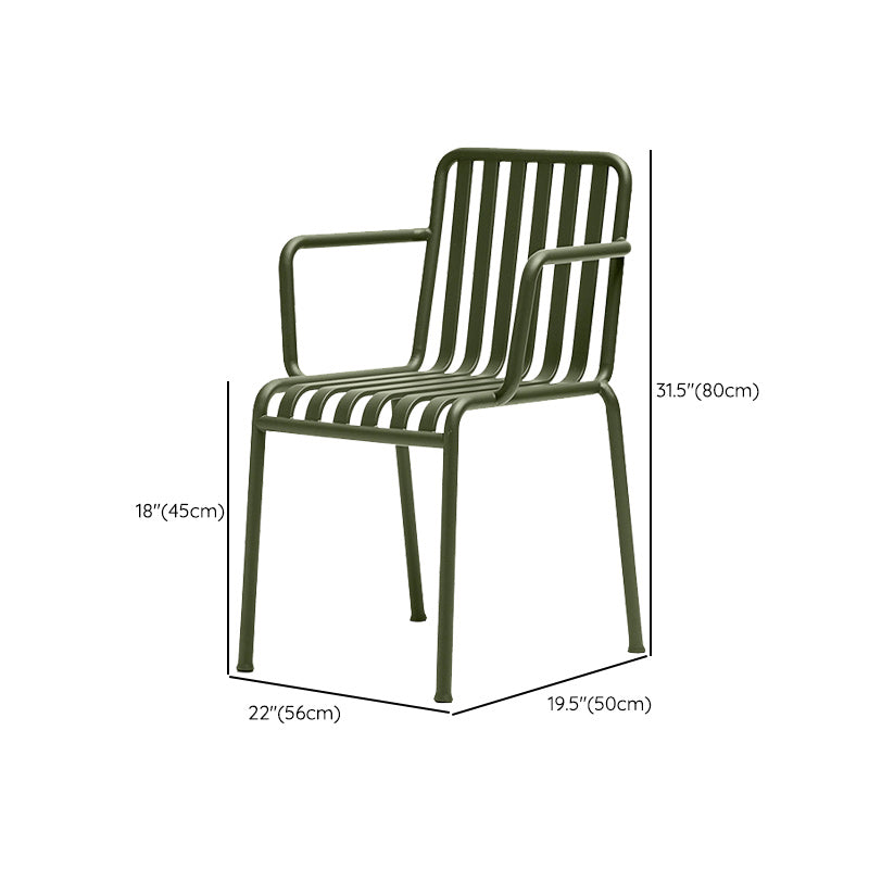 Industrial Metal Outdoor Bistro Chairs Open Back Dining Chairs in Green