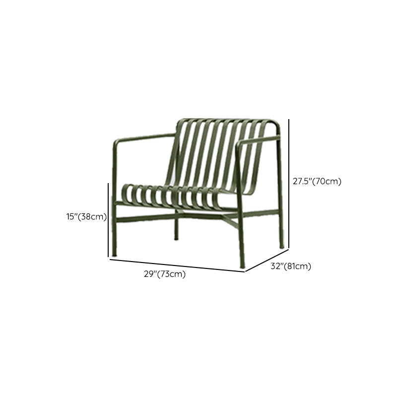 Industrial Metal Outdoor Bistro Chairs Open Back Dining Chairs in Green