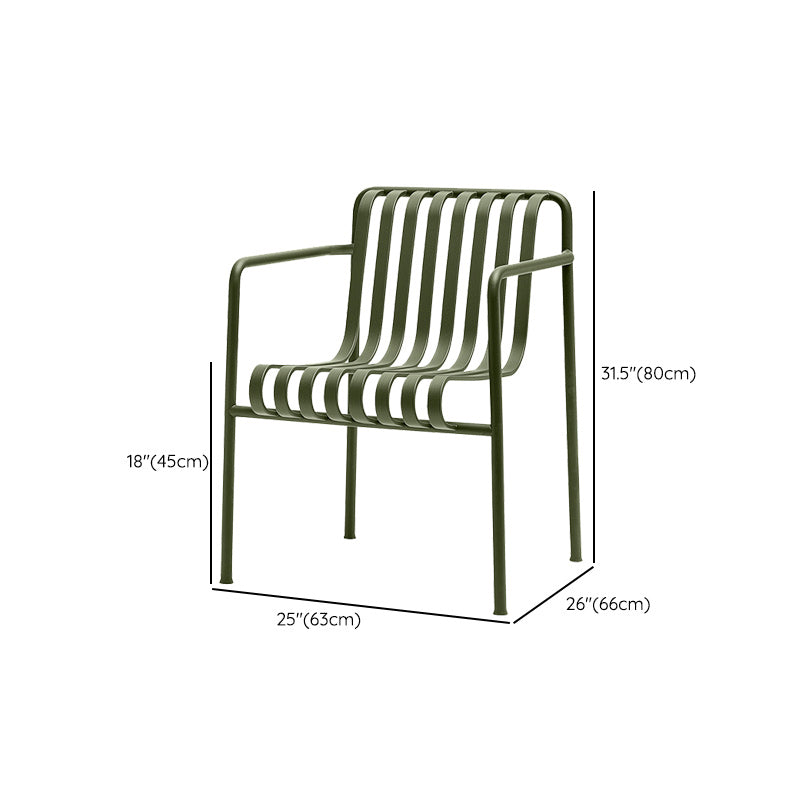 Industrial Metal Outdoor Bistro Chairs Open Back Dining Chairs in Green