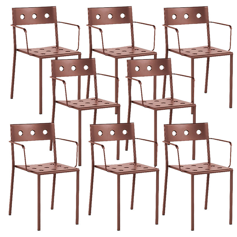 Industrial Metal Dining Side Chair Open Back Stacking Outdoor Chair