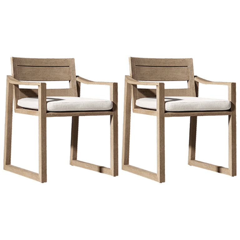 Modern Natural Patio Dining Chair with UV Protective Finish Cushion