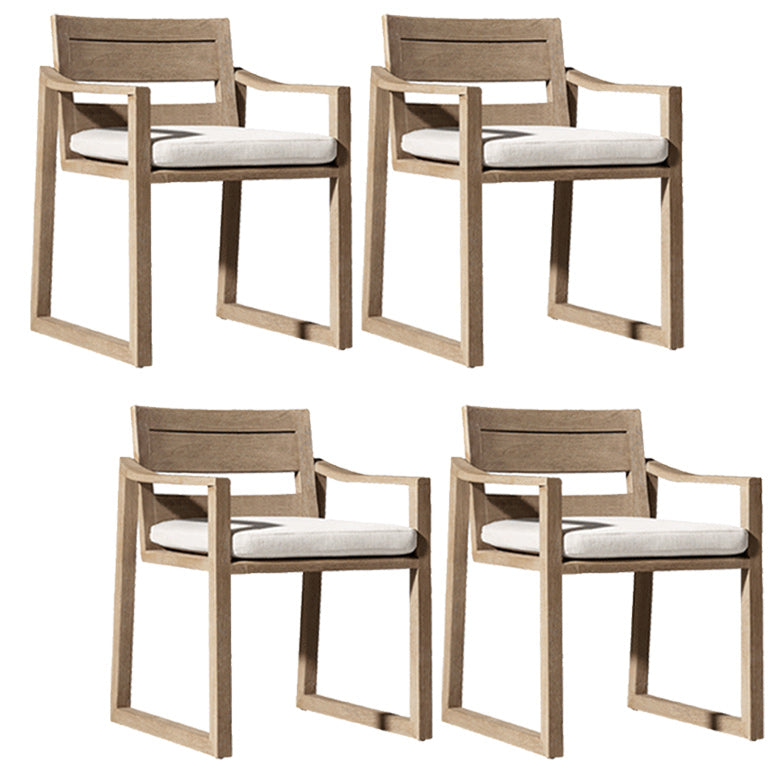 Modern Natural Patio Dining Chair with UV Protective Finish Cushion