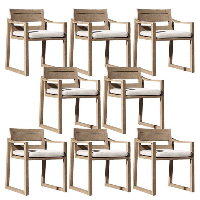 Modern Natural Patio Dining Chair with UV Protective Finish Cushion