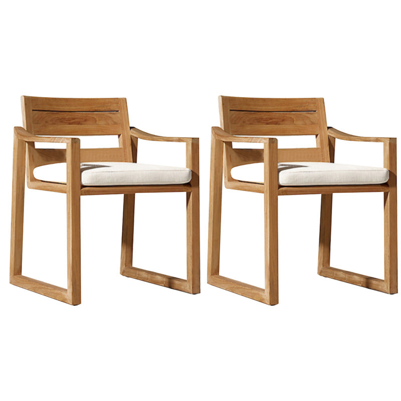 Modern Natural Patio Dining Chair with UV Protective Finish Cushion