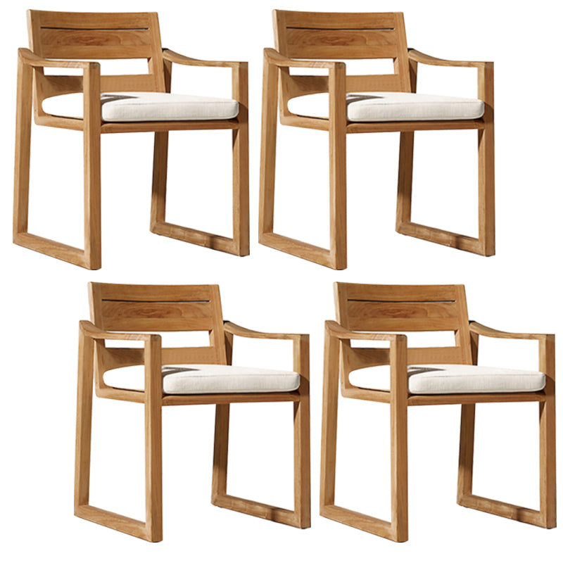 Modern Natural Patio Dining Chair with UV Protective Finish Cushion