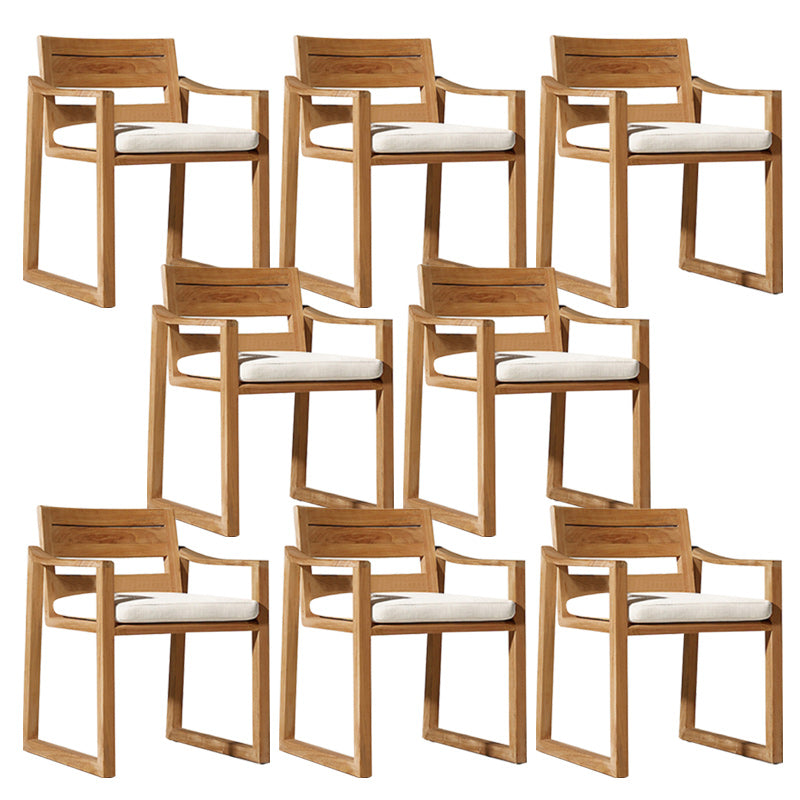 Modern Natural Patio Dining Chair with UV Protective Finish Cushion