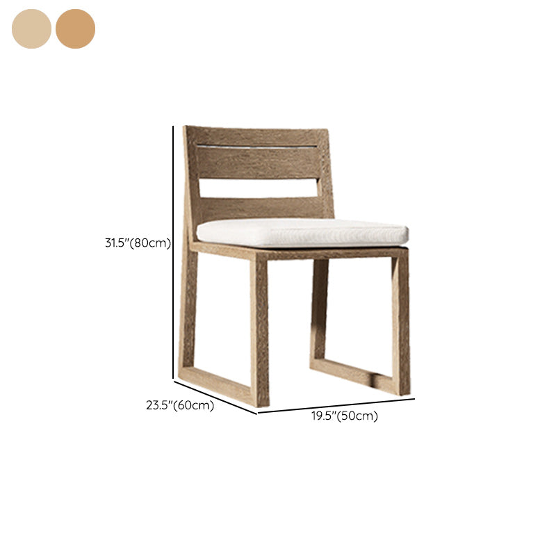 Modern Natural Patio Dining Chair with UV Protective Finish Cushion