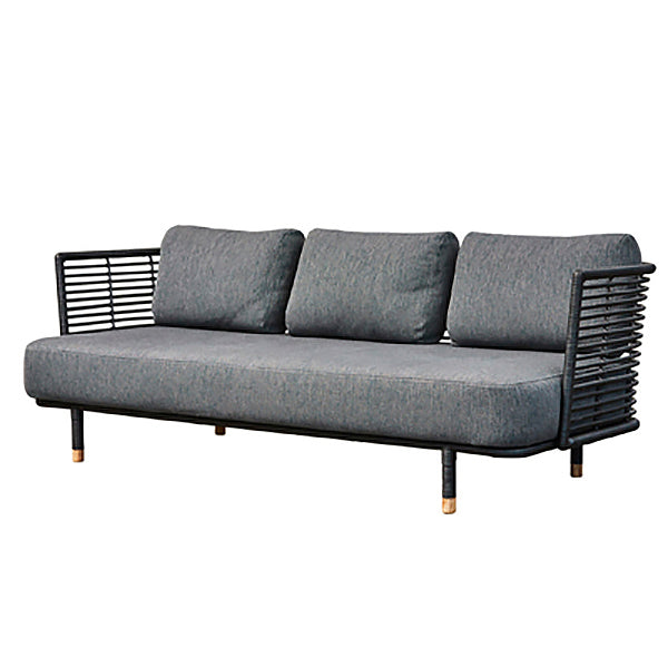 Rattan Symmetrical Patio Sofa Rust Resistant Outdoor Patio Sofa with Cushion
