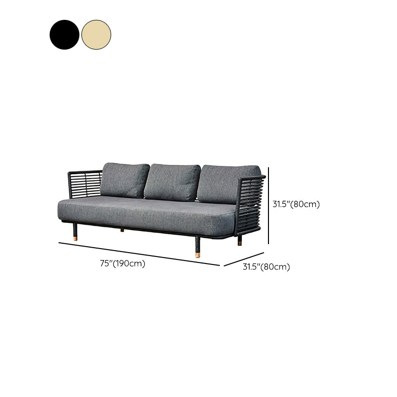 Rattan Symmetrical Patio Sofa Rust Resistant Outdoor Patio Sofa with Cushion