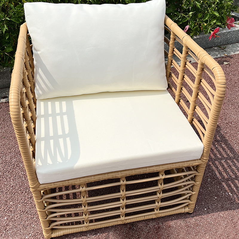 Tropical Metal Frame Outdoor Sofa Water Resistant Patio Sofa with White Cushion