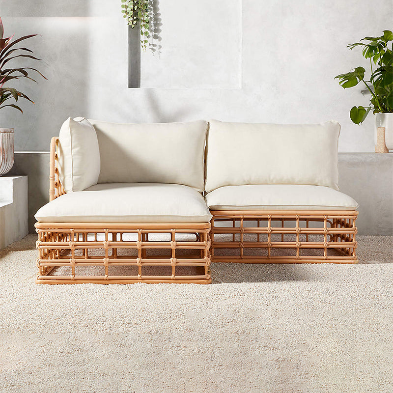 Tropical Metal Frame Outdoor Sofa Water Resistant Patio Sofa with White Cushion