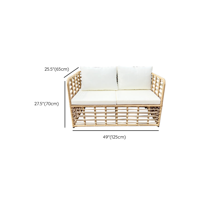 Tropical Metal Frame Outdoor Sofa Water Resistant Patio Sofa with White Cushion