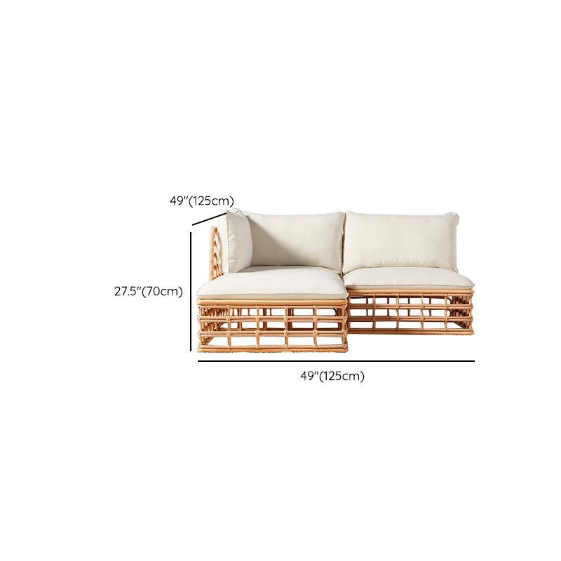 Tropical Metal Frame Outdoor Sofa Water Resistant Patio Sofa with White Cushion