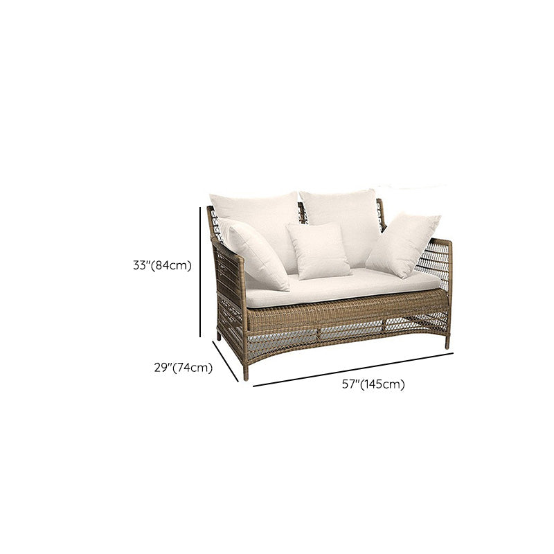 Tropical Rattan Patio Sofa Water Resistant Outdoor Patio Sofa