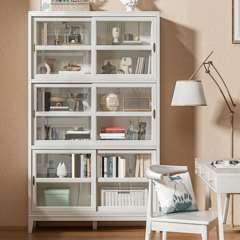 Modern Style Closed Back Bookshelf Wooden Vertical Bookcase in White