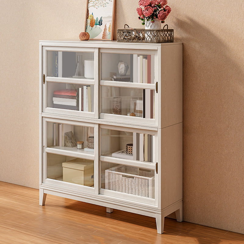 Modern Style Closed Back Bookshelf Wooden Vertical Bookcase in White
