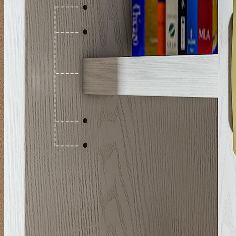 Modern Style Closed Back Bookshelf Wooden Vertical Bookcase in White