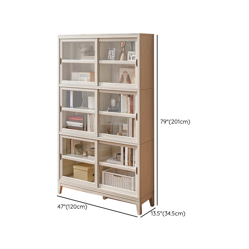 Modern Style Closed Back Bookshelf Wooden Vertical Bookcase in White