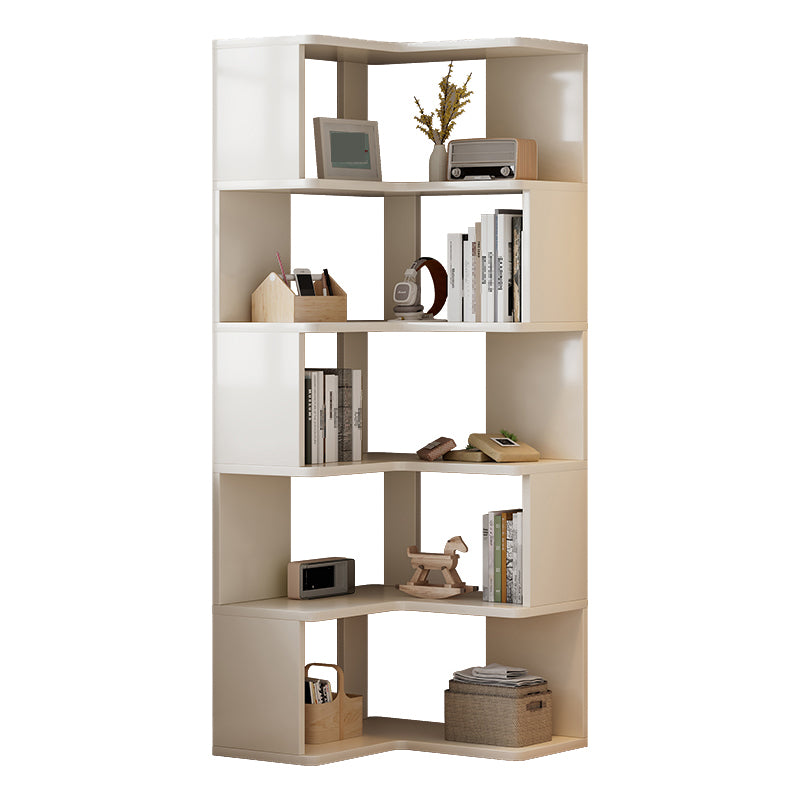Contemporary Style Open Back Bookshelf Engineered Wood Bookcase with Shelves