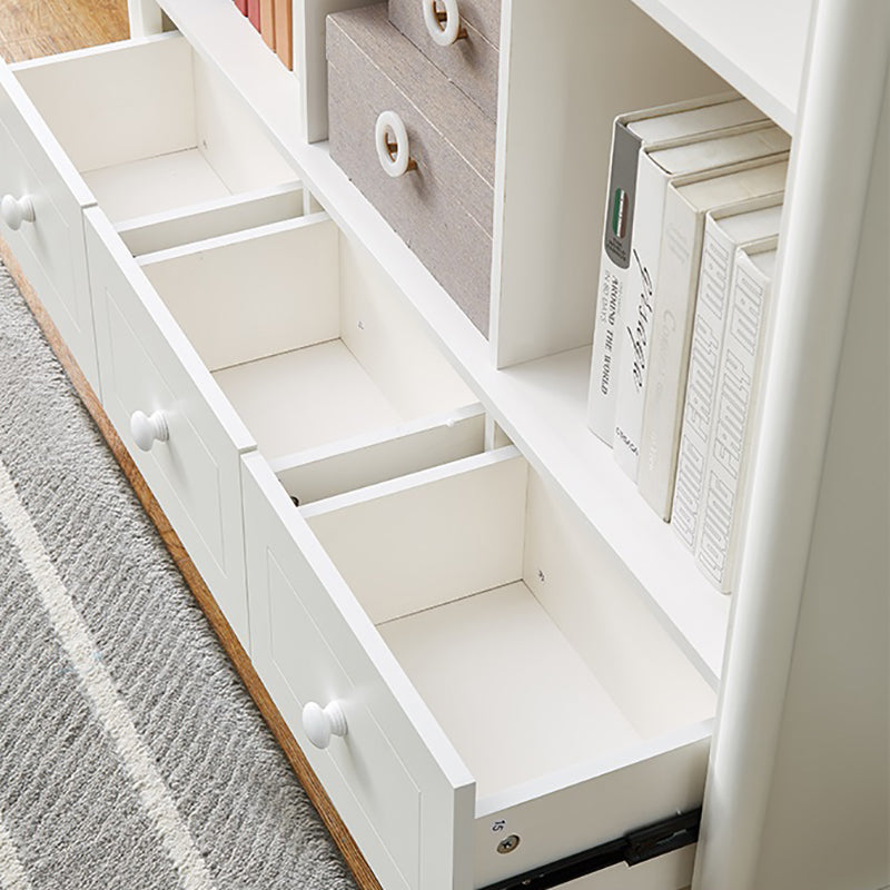 Contemporary Wood Bookshelf Standard Closed Back White Bookcase