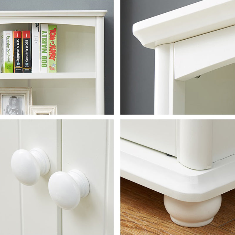 Contemporary Wood Bookshelf Standard Closed Back White Bookcase