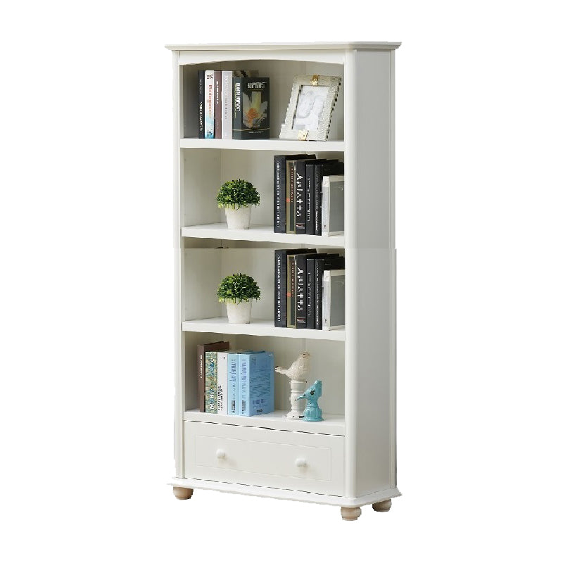 Contemporary Wood Bookshelf Standard Closed Back White Bookcase
