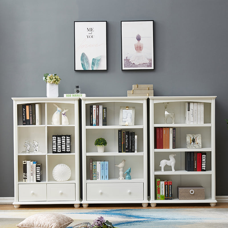 Contemporary Wood Bookshelf Standard Closed Back White Bookcase