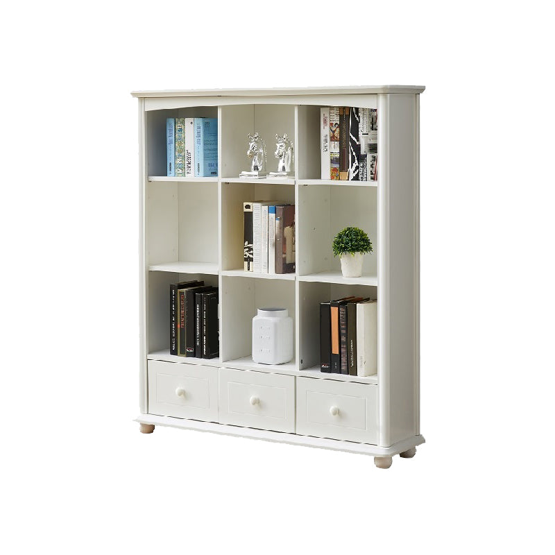 Contemporary Wood Bookshelf Standard Closed Back White Bookcase