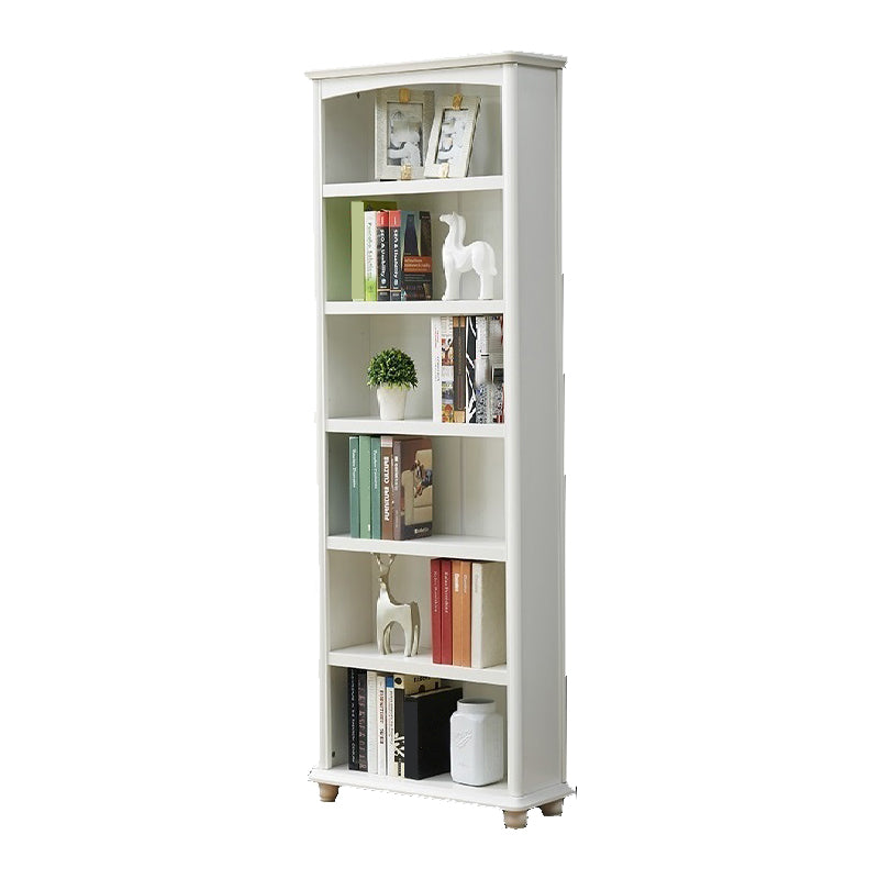 Contemporary Wood Bookshelf Standard Closed Back White Bookcase